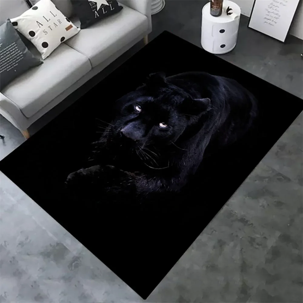 Panther Carpet Black Leopard Rug for Living Room Large Area Rug Animal Lion Tiger Doormat for Bedroom Home Decoration