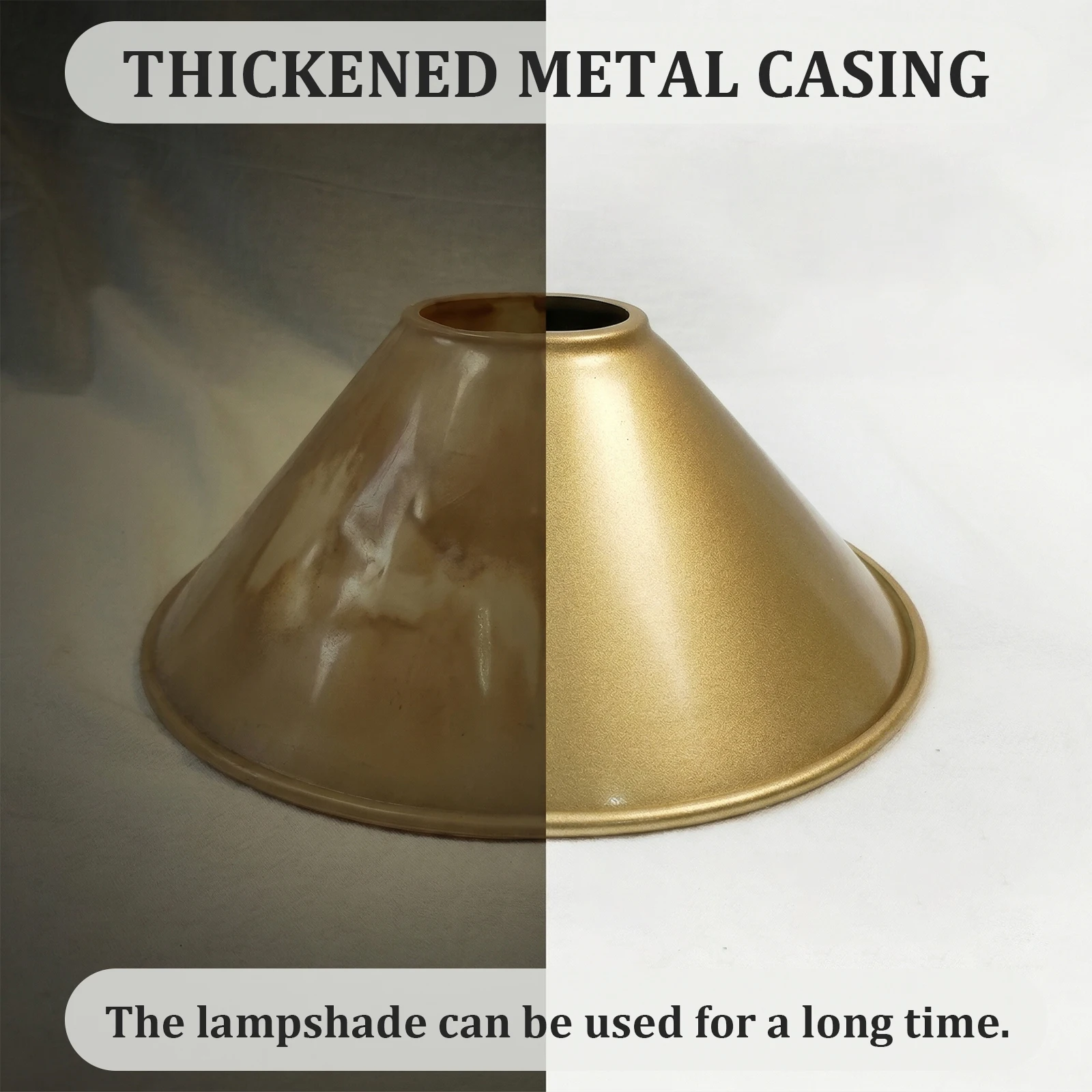 Gold Metal Lamp Shade, Conical Bell Funnel Cover for Pendant Light E27