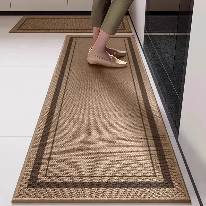 Kitchen Floor Mat Long Rug Anti-slip and Wear-resistant Carpet Loop Pile TPR Kitchen Rug Modern Style Home Decor