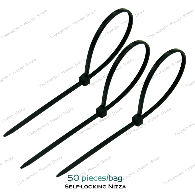 Kit dasi kabel nilon pendingin PC plastik mengunci sendiri 50 buah 3x150mm Set dasi kabel industri cincin pengencang hitam casing komputer