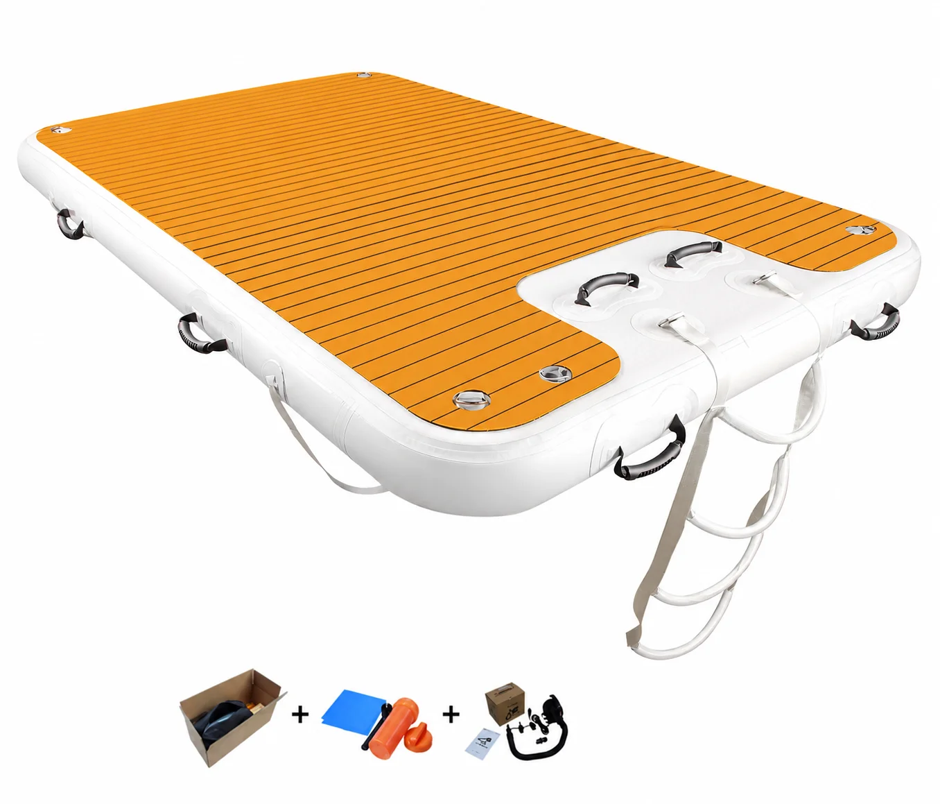 3x2x0.2m Inflatable Floating Dock Platform Drop Stitch Air Mat Water Floating Island with Ladder Non-slip EVA for Swimming Boat