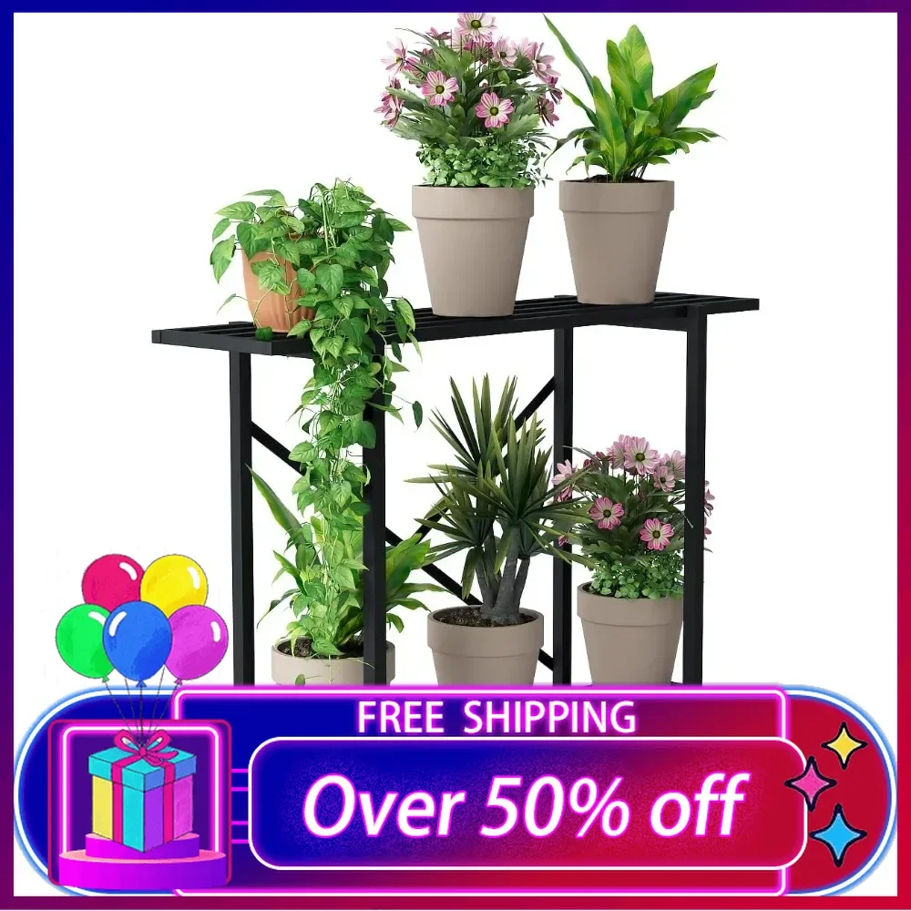 

2 Tier Metal Sturdy Heavy Plant Stand, Narrow Plant Stand Indoor and Outdoor, 440 LBS Capacity & Heavy Duty Construction