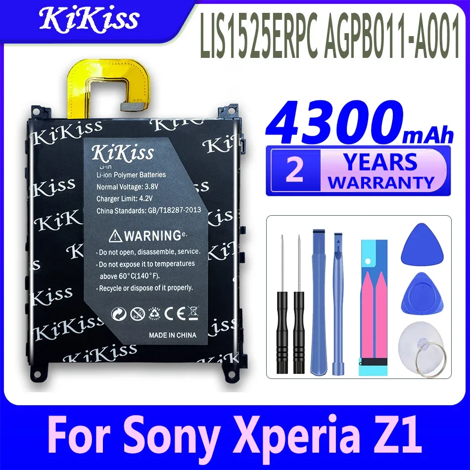 KiKiss Mobile Phone Battery For Sony Xperia Z1 I1 L39h Honami SO-01F C6902 C6903 C6906 C6943 LIS1525ERPC AGPB011-A001 4300mAh