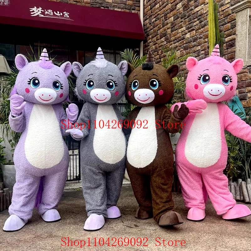 

Lovely horse Mascot Costume Cartoon unicorn Mascotter Birthday Anime Cosplay Costumes Character Party Maskote Halloween Carnival