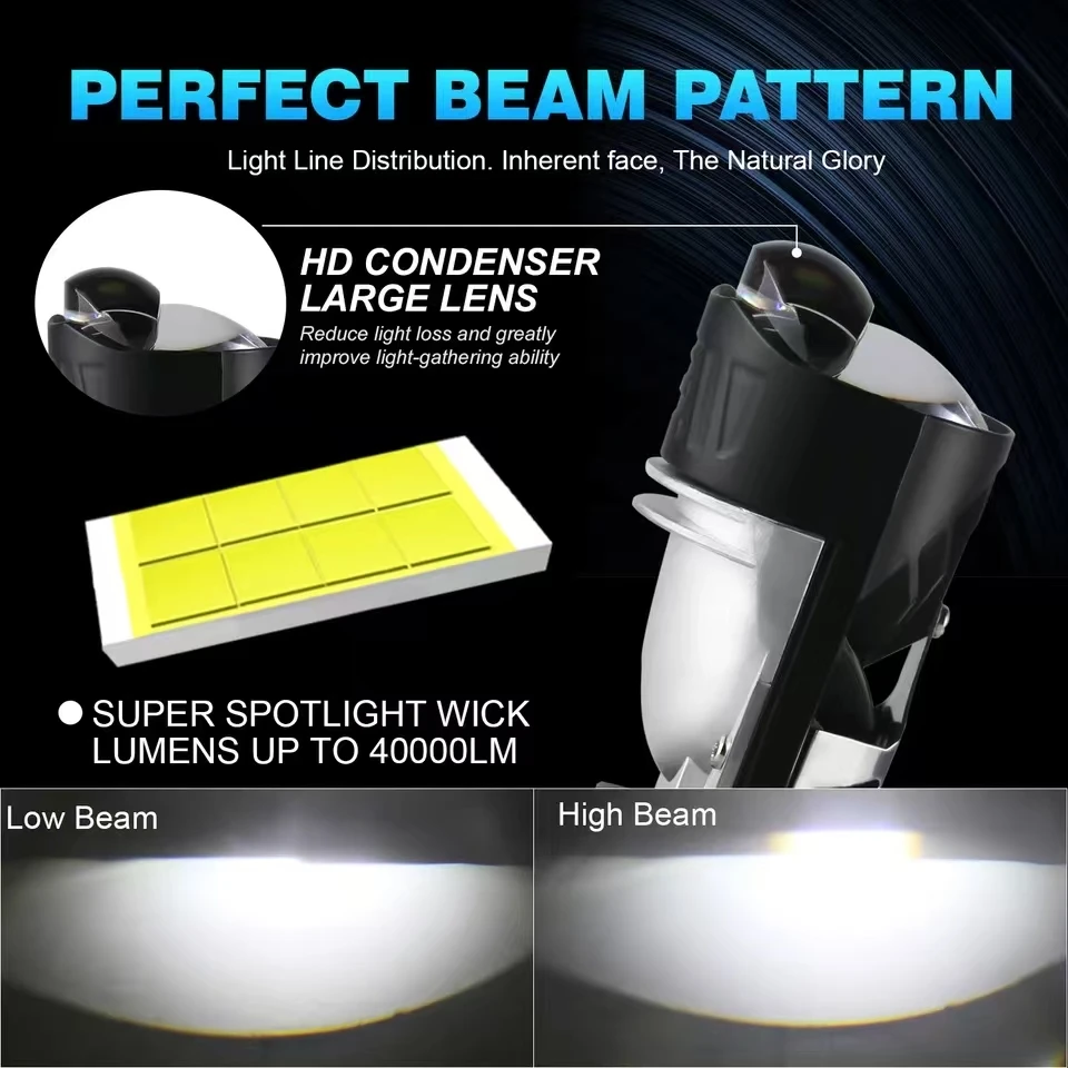 Линзы H4 Светодиодная лампа H4 Led Canbus Автомобильные светодиодные фары H4 Мини-проектор Led для мотоциклетных фар H4 Светодиодная лампа для автомобильных фар