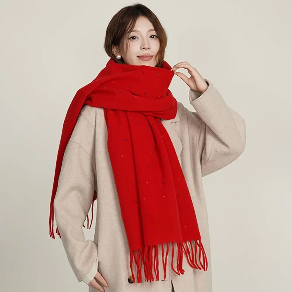 

180*68cm Winter Knitted Scarf Cashmere Handfeeling Winter Warm Thermal Neck Warmer Tassel All-match Thickened Shawl