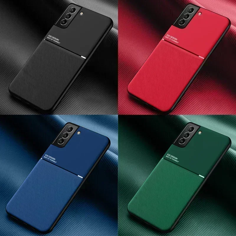 Casing ponsel mobil magnetik, pelindung tahan guncangan lembut logam bawaan untuk Samsung Galaxy S24 Ultra S23 S22 S21 S20 Note 8 9 10 20 Plus