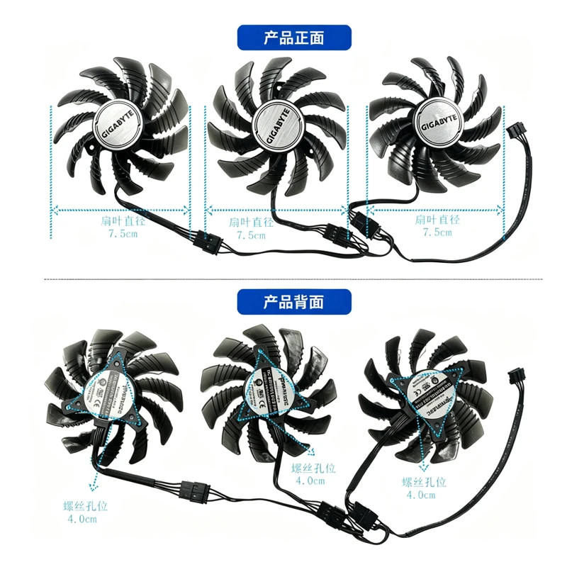 ompatible with GIGABYTE RX6500XT 6600XT 6650XT 6700XT 6750XT GAMING OC Graphics Card Cooling Replacement Fan