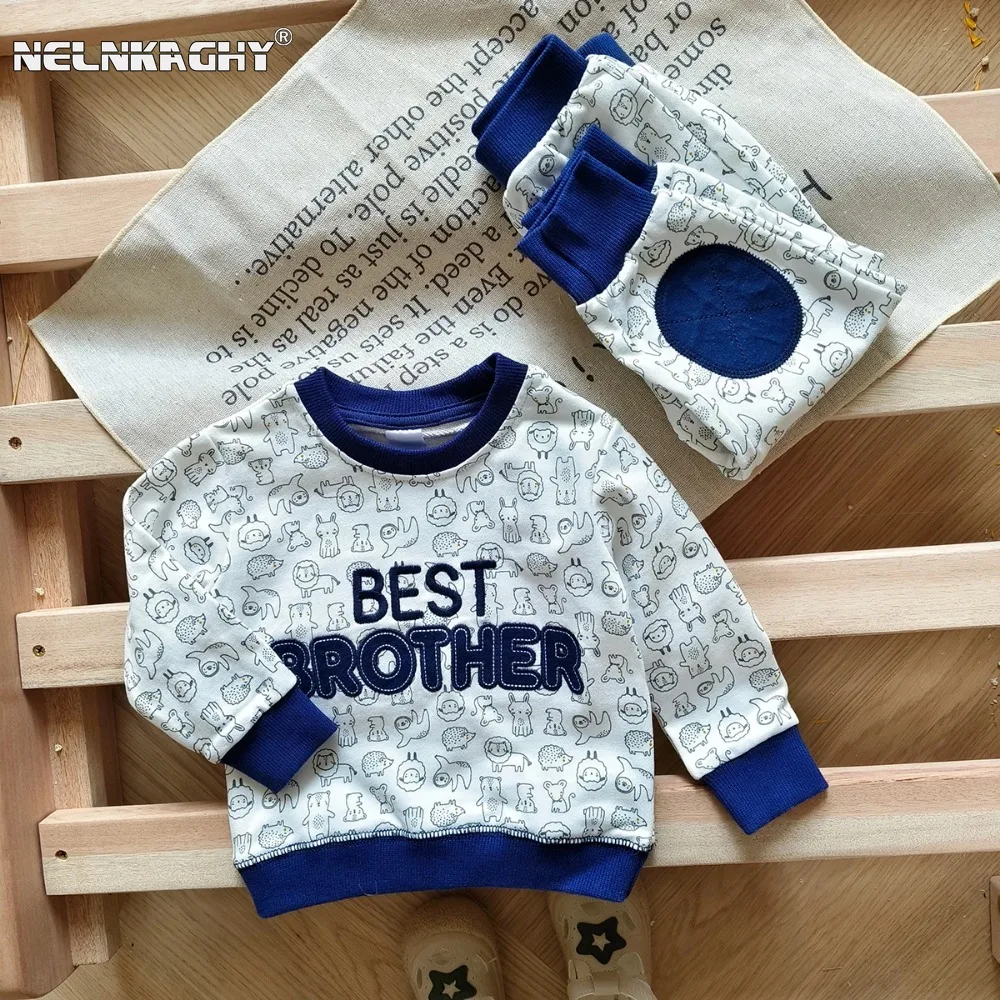 

2024 Autumn New in Kids Baby Boys Active Clothing Set 2pcs - Children Long Sleeve Cartoon Letter Top Sweatshirts + Harem Pants