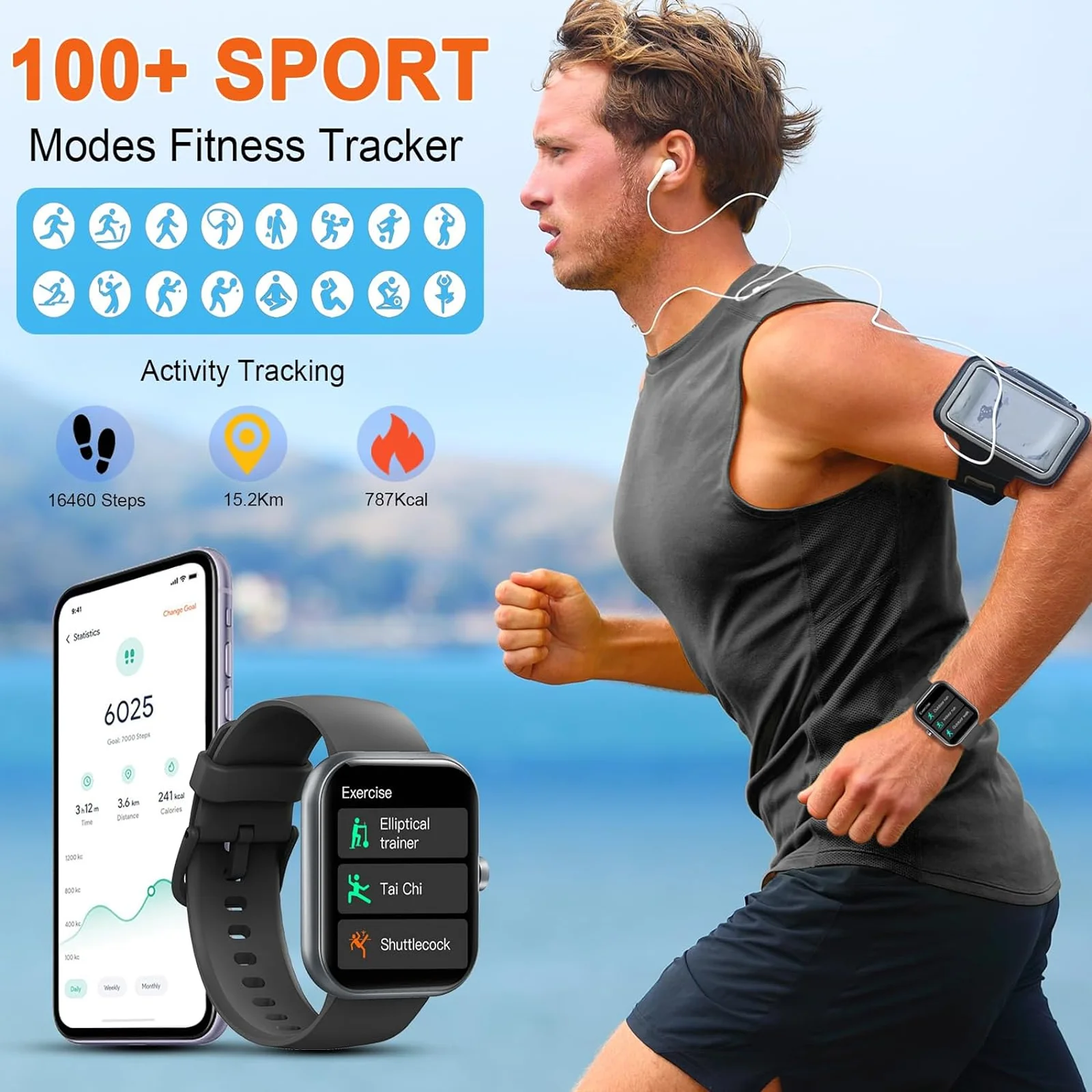 Y66 Smartwatch 2025 mit Bluetooth 5.3 Anrufbe Responsung – 1.96 بوصة HD Touch، 110+ Sportmodi، IP68