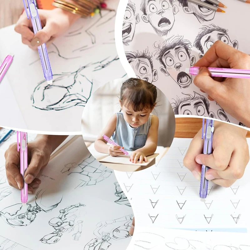 أقلام ممحاة ميكانيكية قابلة للسحب ، 2 إعادة تعبئة ، 10 محايات بديلة ، مدرسة ، منزل ، مكتب ، 12 عبوة