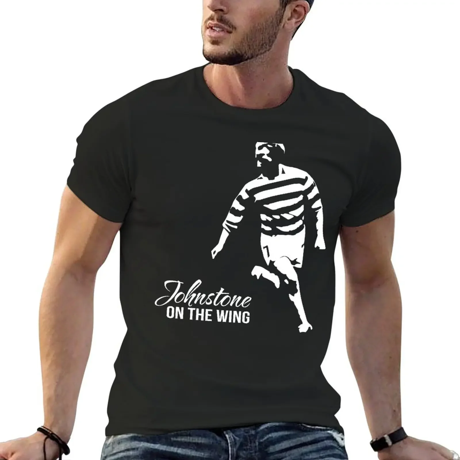 Johnstone On The Wing - Jinky T-shirt graphics blacks T-shirts for men cotton