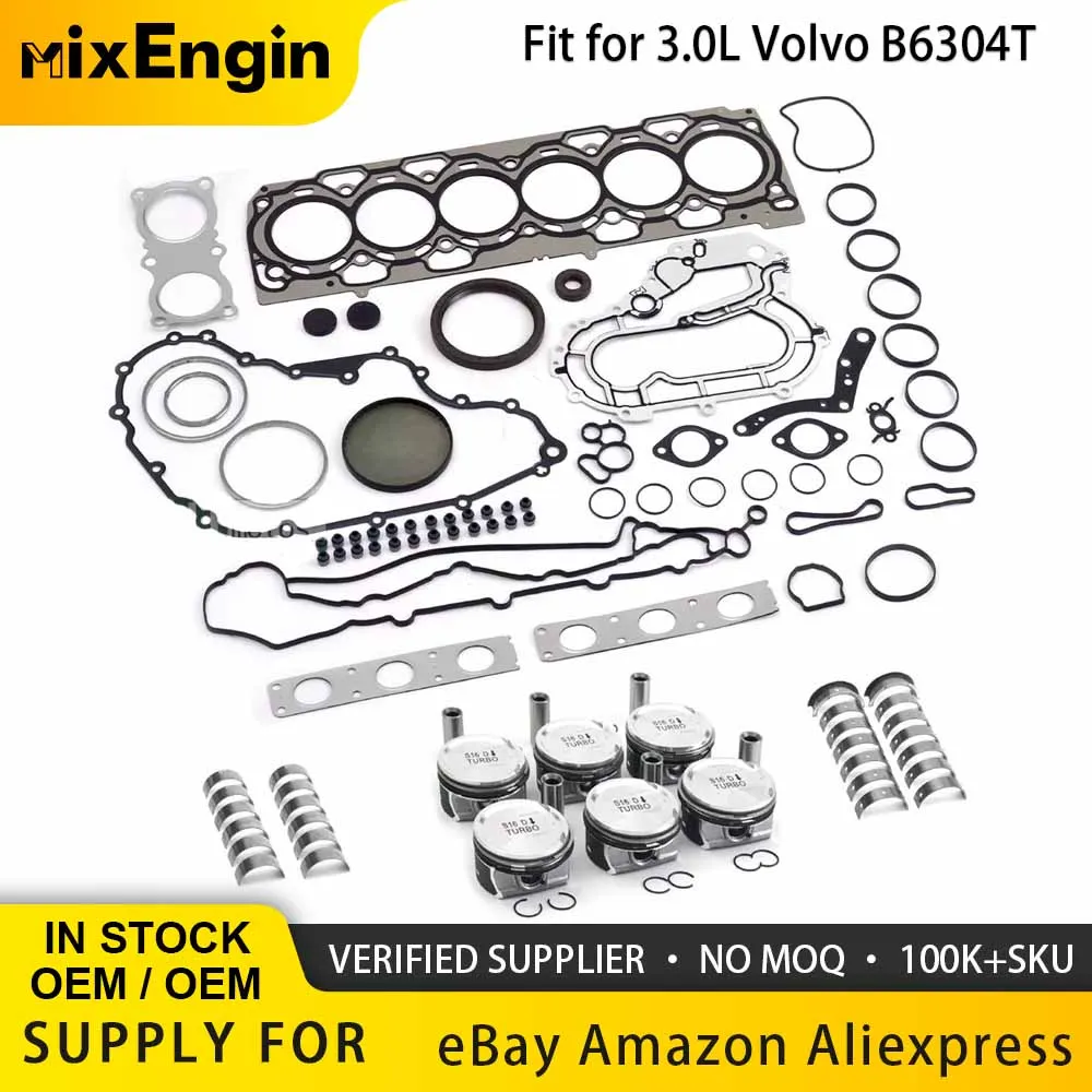 

Engine Rebuilding Overhaul Pistons 82mm Conrod Bearing Sets Fit 3.0 L B6304T For Volvo S60 S80L XC70 V60 XC60 L6 GAS DOHC 3.0L