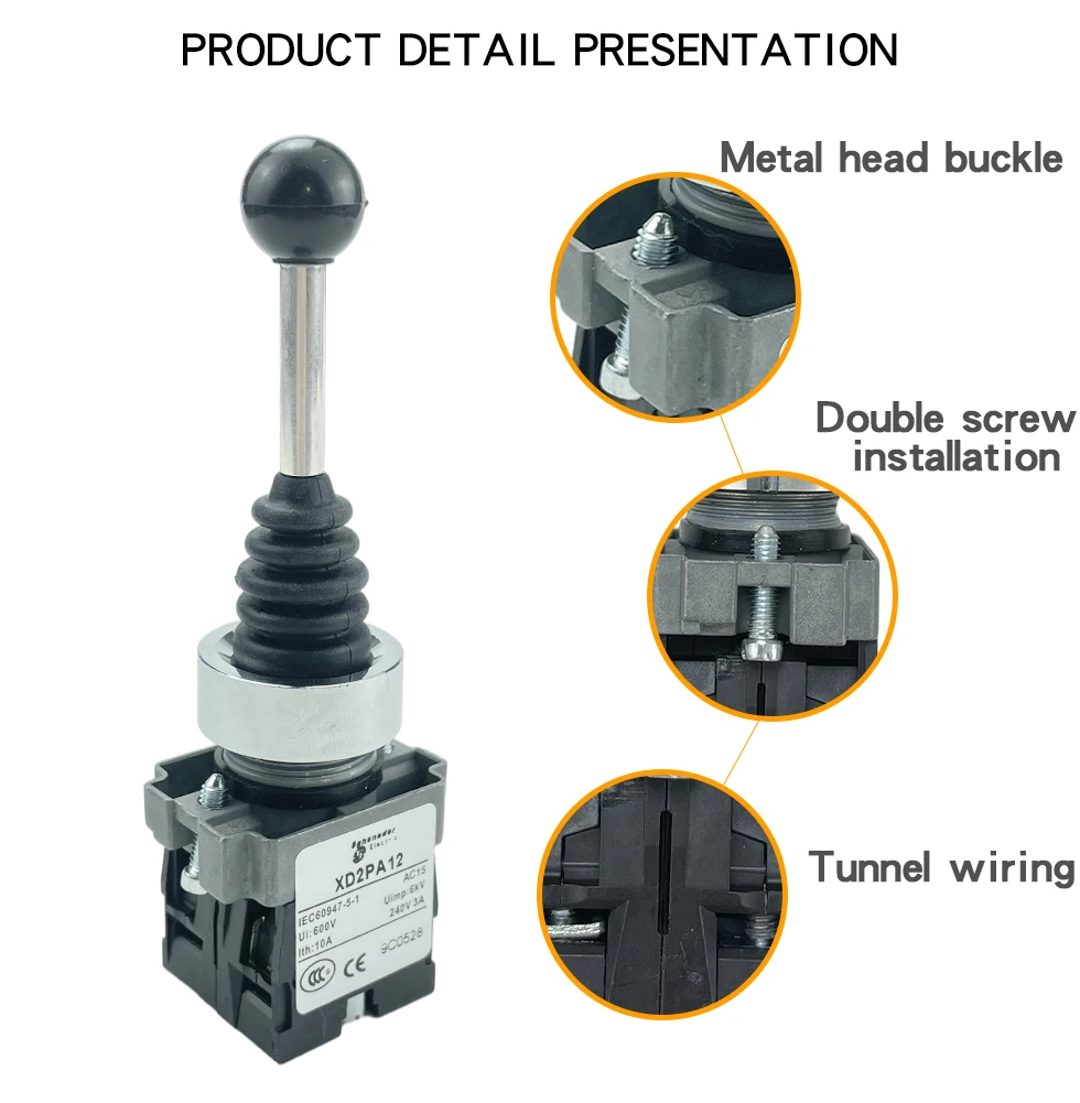 XD2PA12CR XD2PA22CR ositions Latching Maintained Wobble Stick Joystick Switch Two direction lock switch master switch rocker