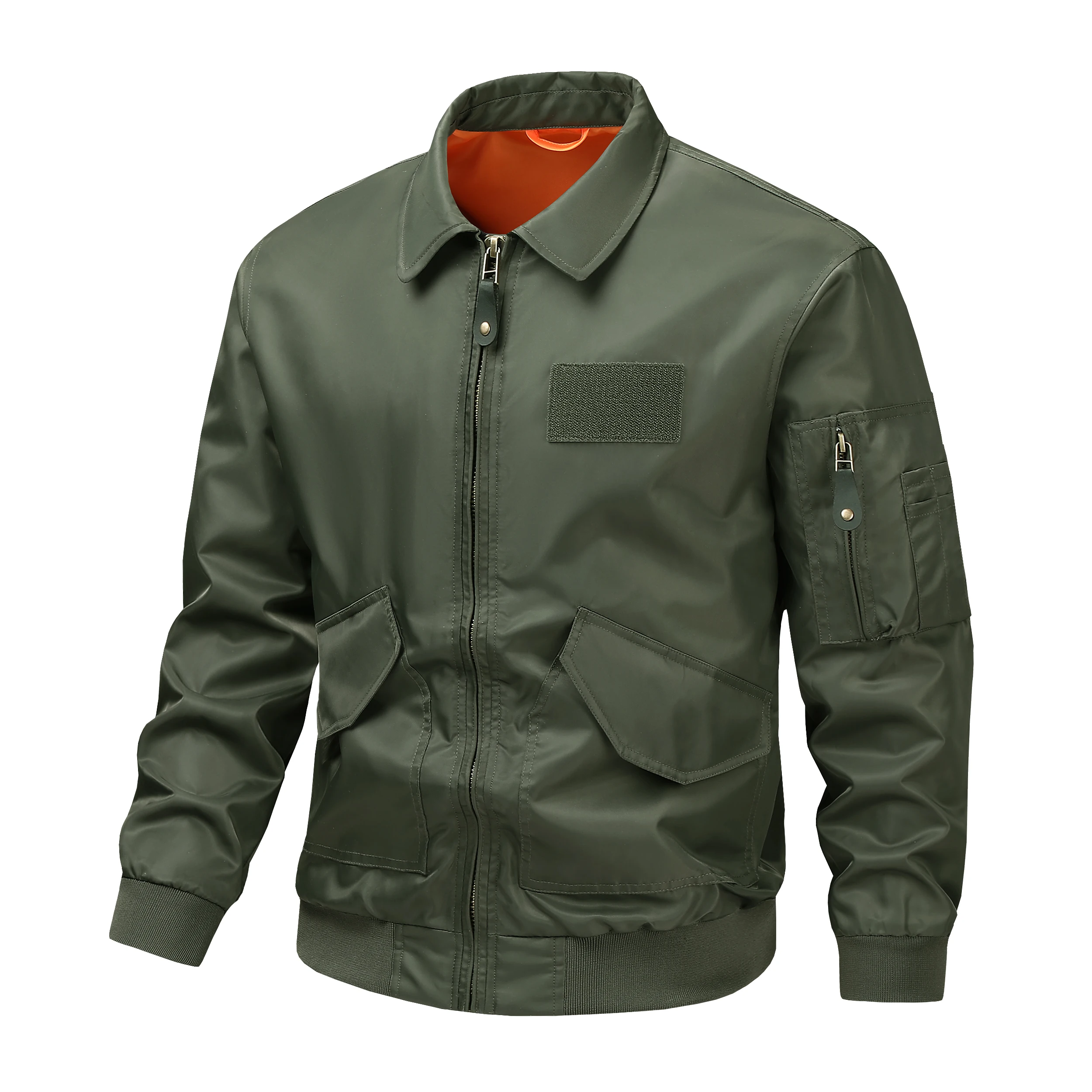 

Men's Flight Jacket, Military Green Pilot Top, Multi-Pocket Casual Men's Clothing, Outdoor Tactical Jacket, Windproof Zipper Jacket for Men, Men's Street Fashion Elegant Trendy Clothing