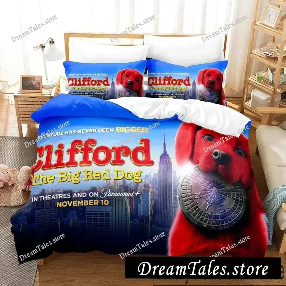 3D Print Clifford the Big Red Dog Bedding Set Boys Girls Twin Queen King Size Duvet Cover Pillowcase Bed boys Adult - view 3