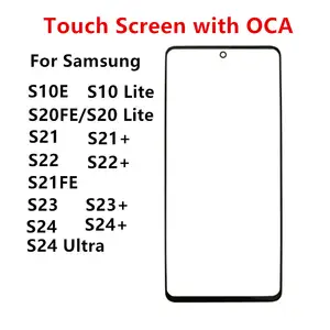 Bilashmart Touch Screen Samsung Galaxy S24 Ultra S23 Plus S22 S21 FE S20 Lite S10E Out Glass LCD Front Panel Lens With OCA