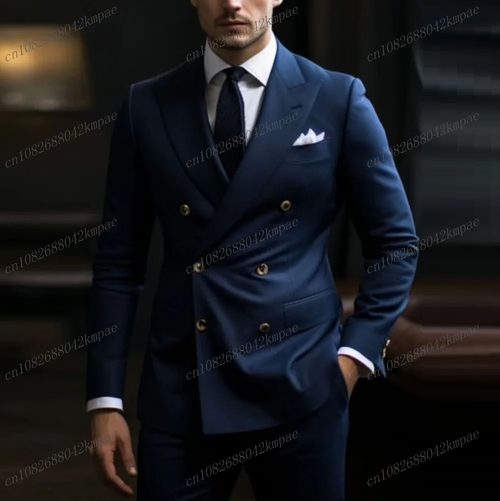 Fashion Formal Occasion Brown Men Business Suit Groom Groomsman Wedding Party Prom Male Tuxedos 2 Piece Set Blazer Pants