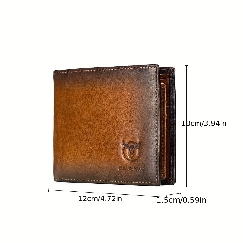 Men's Genuine Leather Wallet, First-Layer Cowhide Clutch, High-End Business Short Card Holder, Bi-Fold, Large Capacity, Multifunctional Coin Purse, Father's Day Gift for Boyfriend