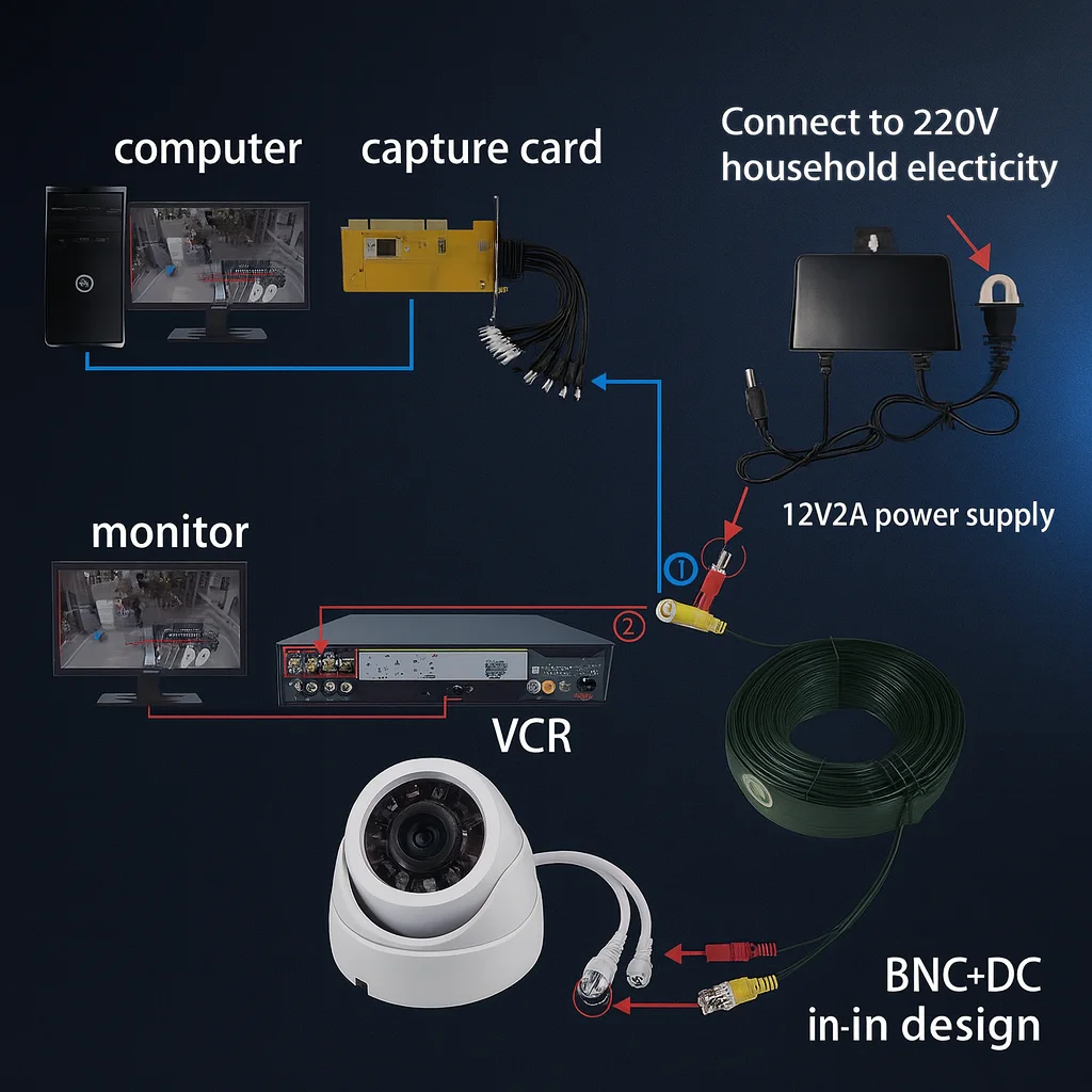 5m–30m Coaxial CCTV Extension Cable | BNC Video + DC Power | Anti-Interference Line for 1080P AHD Cameras| Winter Use
