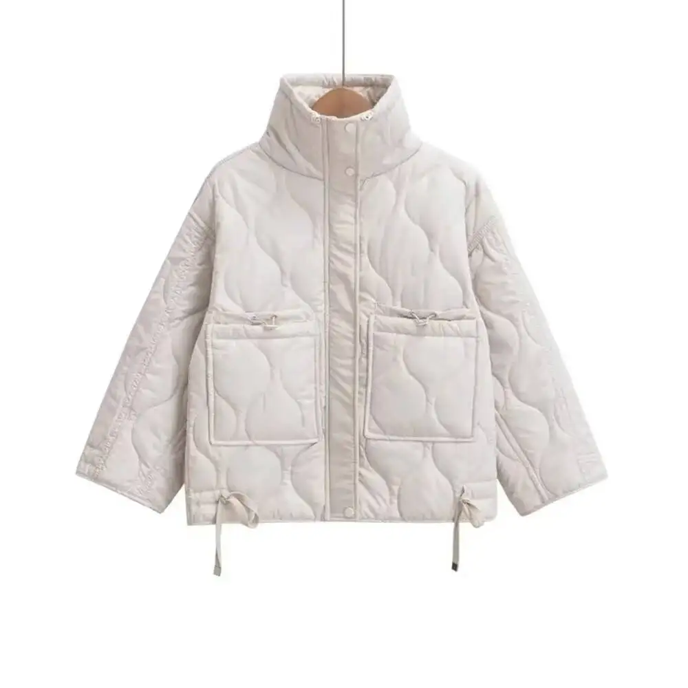 Veste légère en coton pour femme, vêtement Simple, ample, chaud, coupe-vent, col montant, nouvelle collection hiver 2025