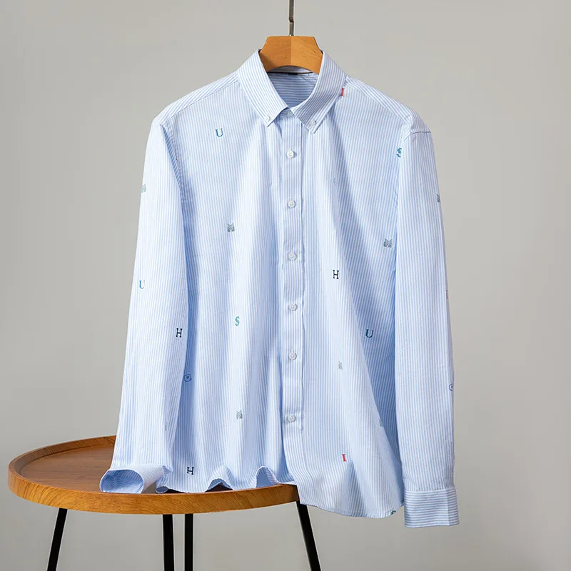 100% pure cotton high-end designer brand shirt men's long sleeved high-quality brand AMIAMORING shirt couple spring casual men's