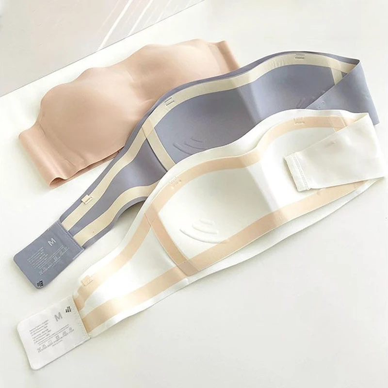 Reggiseno senza spalline per donna abbigliamento estivo all'aperto reggiseno avvolgente in gelatina termoretraibile sottile antiscivolo senza cuciture