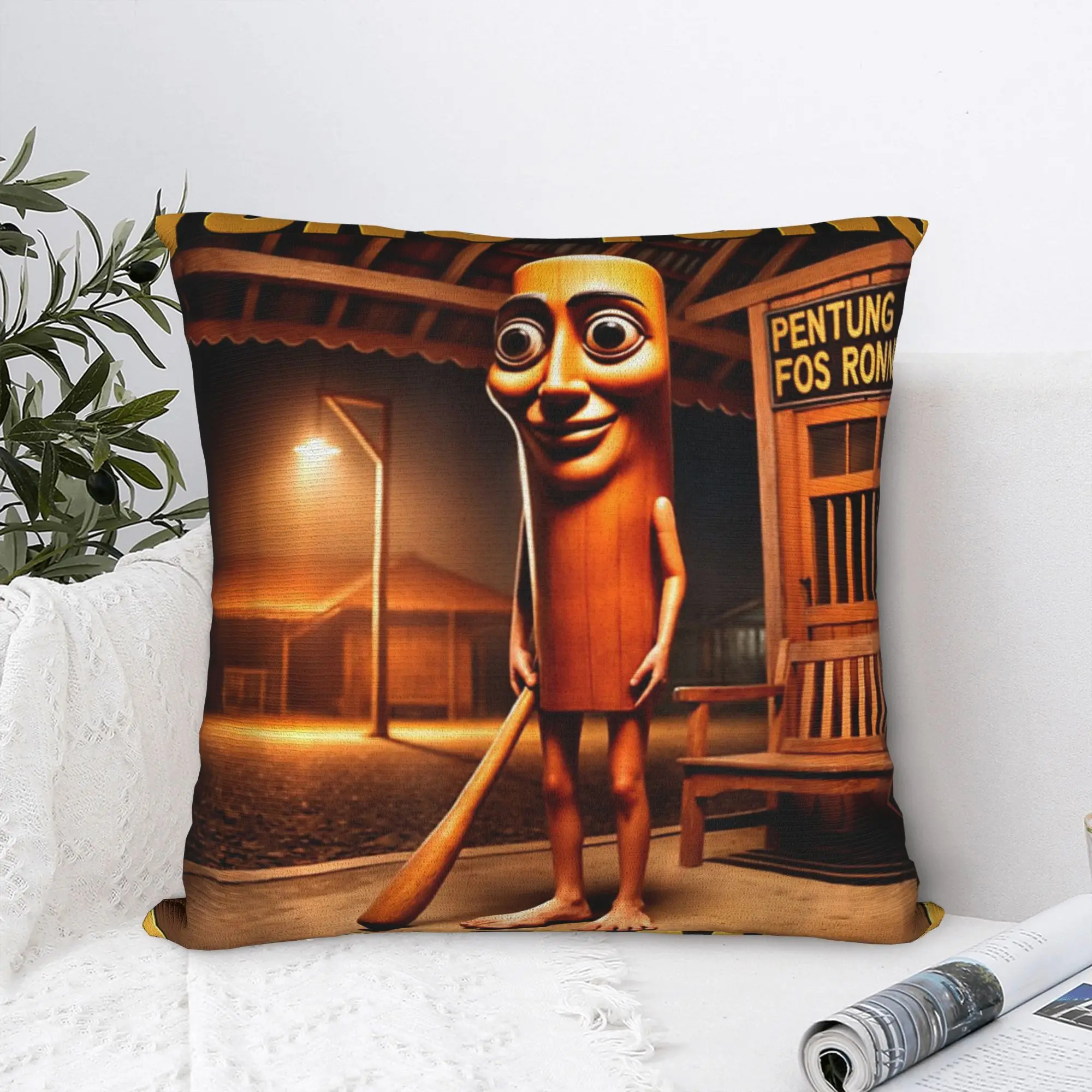 Tung Tung Sahur Italian  Pillow Case  Comfy Pillow Cover Vintage Cushion Cover For Sofa Home Decor