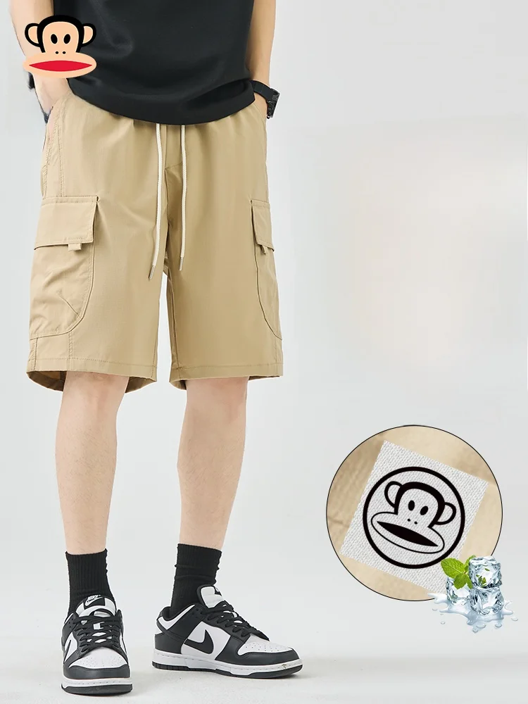 

Мужские повседневные брюки Paul Frank Ice Silk Quick Dry, летние, тонкие, свободного кроя, укороченные, рабочие брюки, модный бренд