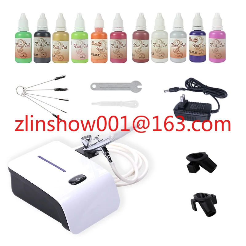 Valentine gift Multi-Function Upgraded 30PSI Nail Design Air Brush Kit Nail Art Airbrush Set with Compressor and Color