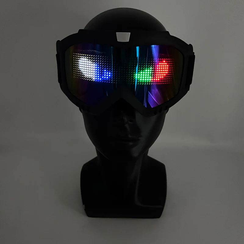 نظارات LED جديدة كاملة الألوان، تطبيق بلوتوث، قناع مضيء لحفلات أعياد الميلاد والهالوين، ملحقات تنكرية