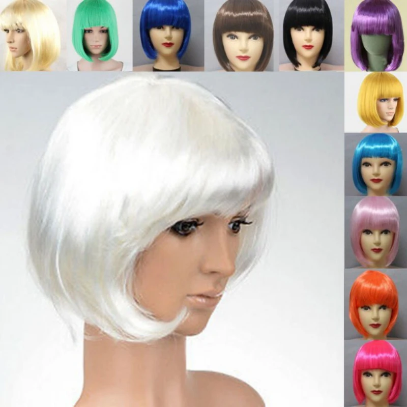 شعر مستعار قصير بوب مع الانفجارات على التوالي للنساء ، حفلة تأثيري ، عرض المرحلة ، 13 لونا ، اكسسوارات للشعر