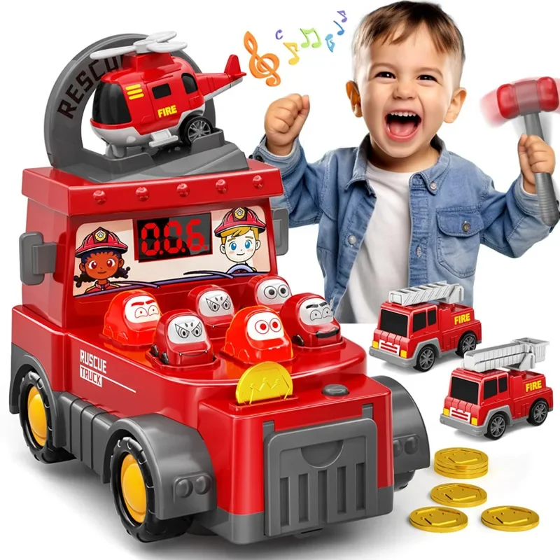 

Montessori Children's Toy Car Fire Engine Engineering Vehicle SWAT Police Car Whack-a-mole Toy Model For Boy Girl Birthday Gift