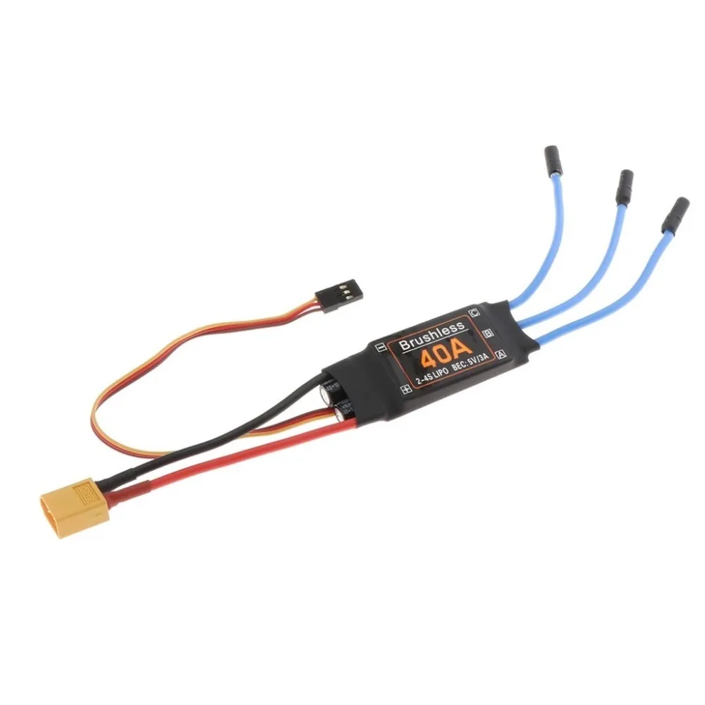 

30A 40A Бесщеточный ESC 5V 3A UBEC 3,5 мм Банановая головка Электронный регулятор скорости Простой в использовании T Plug Детали радиоуправляемого самолета