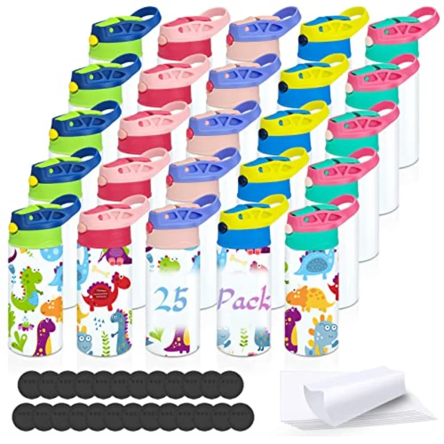 

Sublimation Tumbler 25 PACK 12oz Stainless Steel Double Wall Insulated Sippy Cup with Handle Spill Proof Lid Shrink Films Silic
