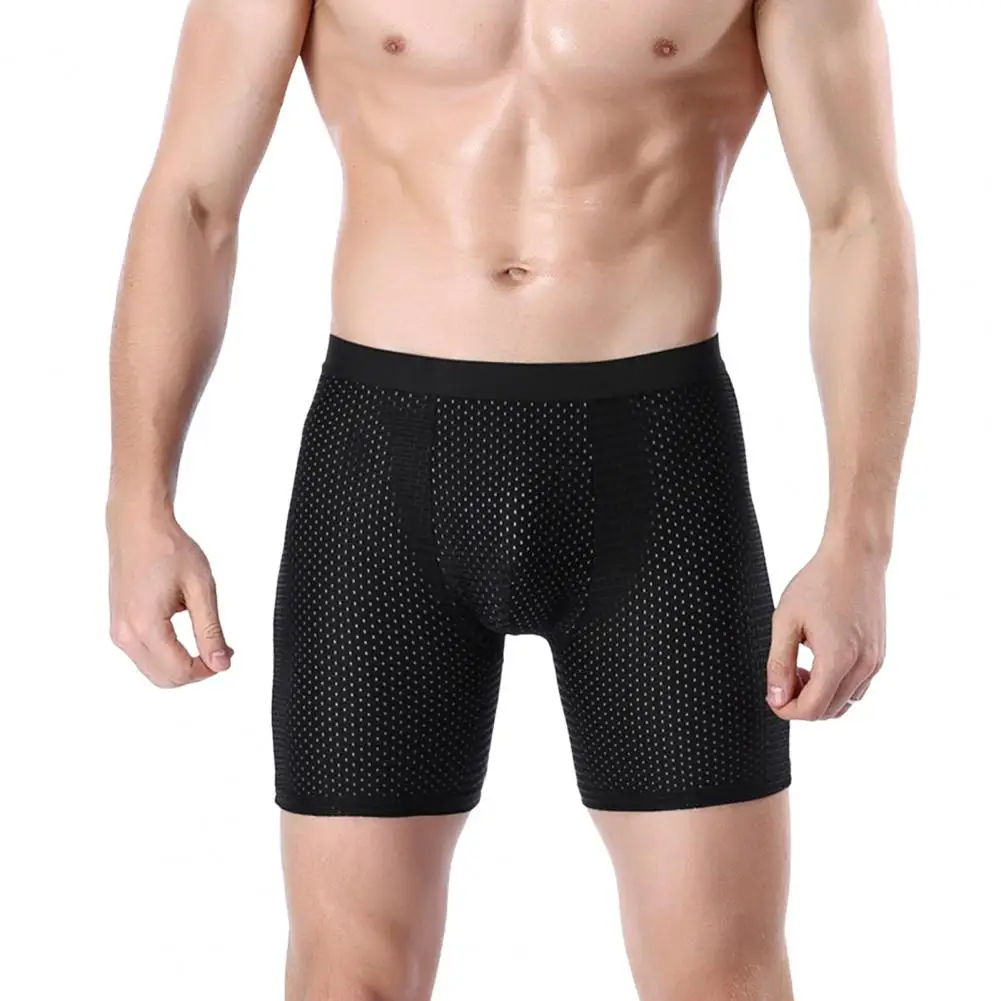 Men Boxers Multi Holes Breathable Compression Shorts Men Sport Shorts Athletic Workout Running Underpants Elastic Sports Panties