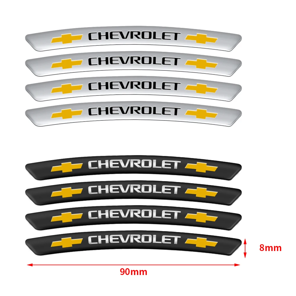 4Pcs Car Styling Wheel Rims Decor Aluminum Stickers Accessories For For Chevrolet Captiva  Crvalier MalibusSilverado Spark Monza