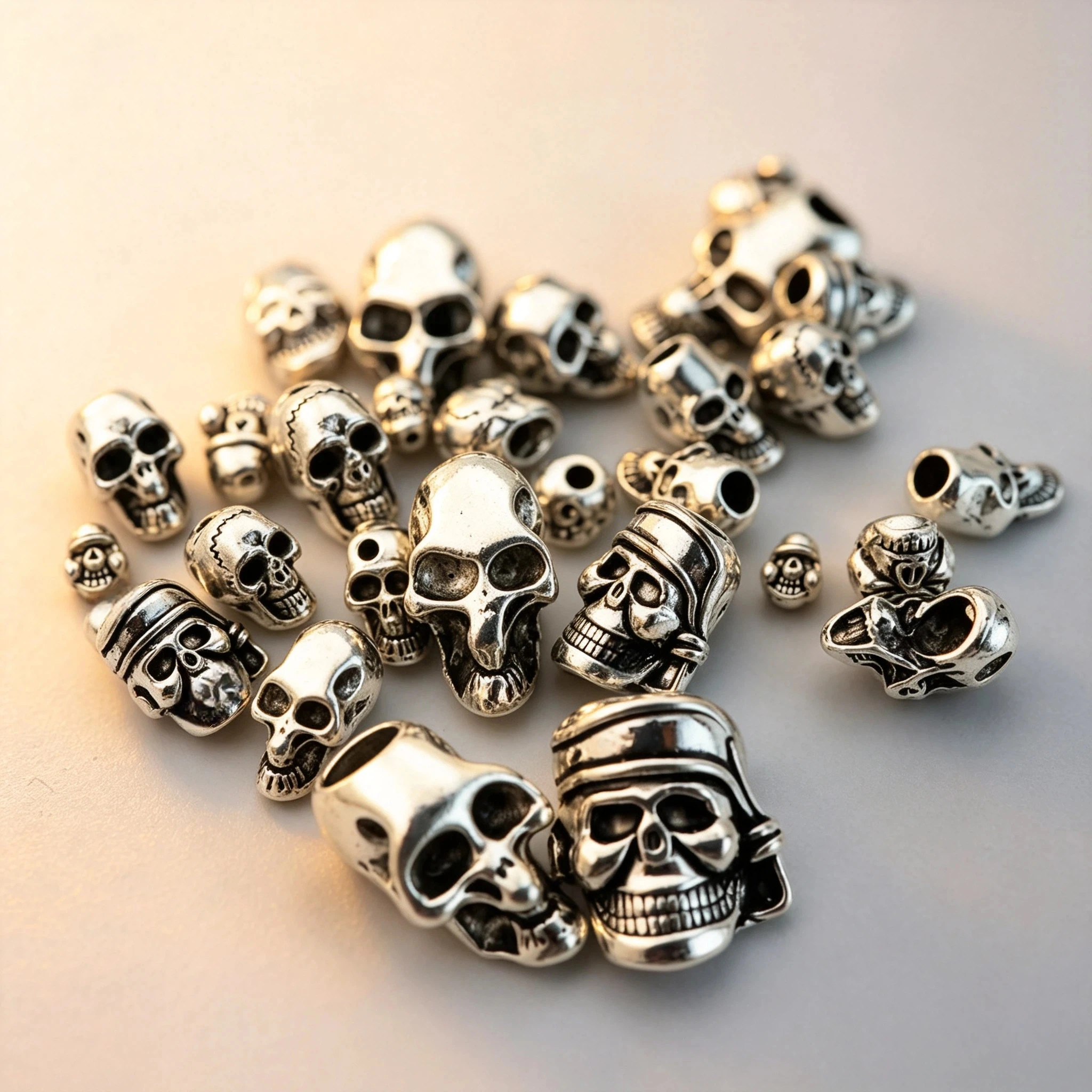 20 Stück/Packung tibetische silberne Totenkopf-Metallperlen für Schmuckherstellung, handgefertigte Armbänder, Halsketten, Schmuckzubehör – Detail 7