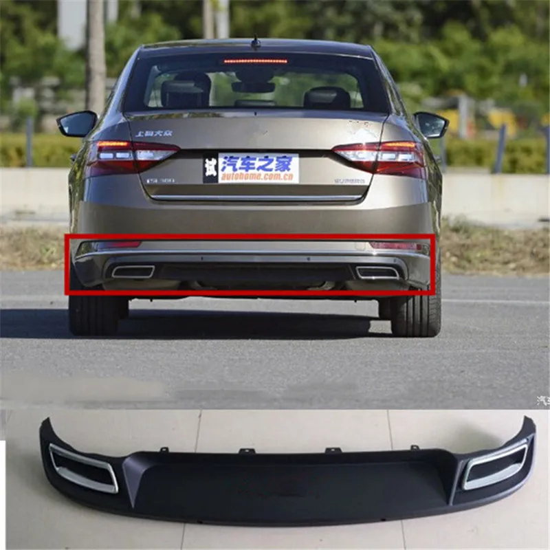 

High quality ABS Car Rear Bumper Lip, Auto Car Rear Diffuser Fits For 2016 2017 2018 Skoda superb Car styling