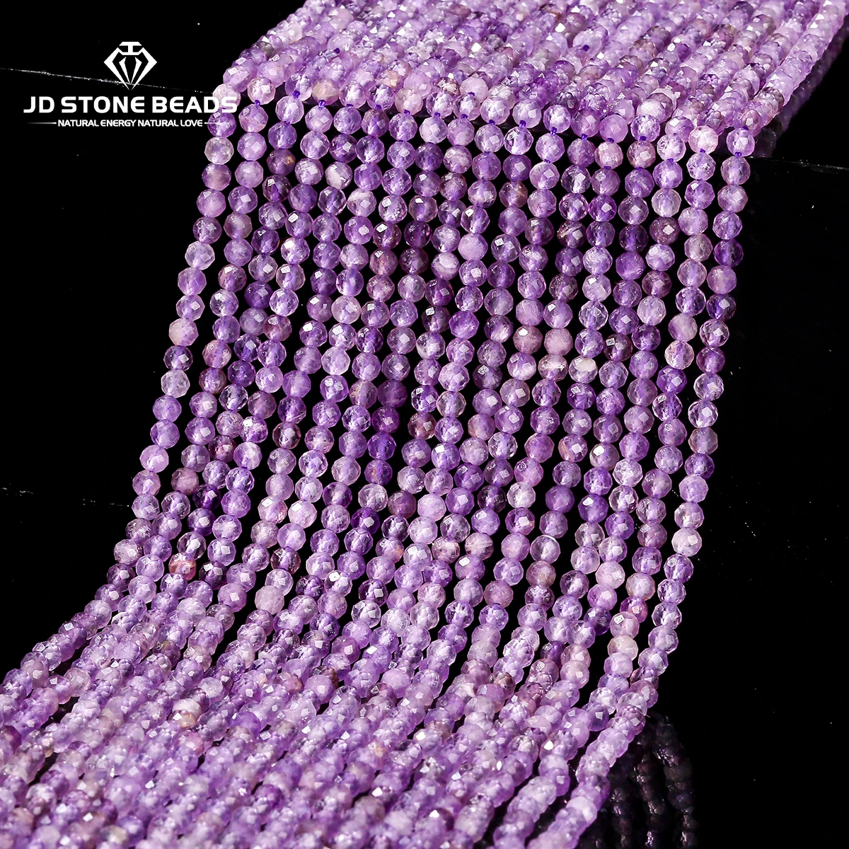 2 3 4 مللي متر الأوجه 3A الجمشت الطبيعي حبة صغيرة مستديرة فضفاض خرزة مباعدة لصنع المجوهرات عقد دي اي واي سوار الإكسسوار 15 " #1