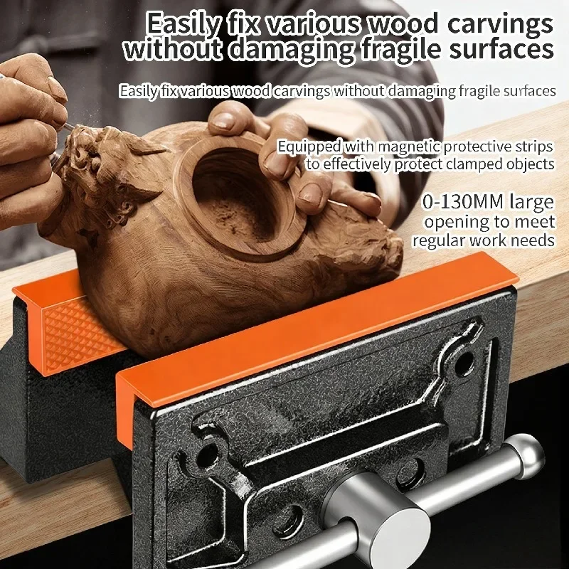 DMH-External Clamp Table Vise Woodworking Bench Clamp 67MM Clamping Height Wood Teel Pipe Quick Fixture Cast Steel Table Vise To