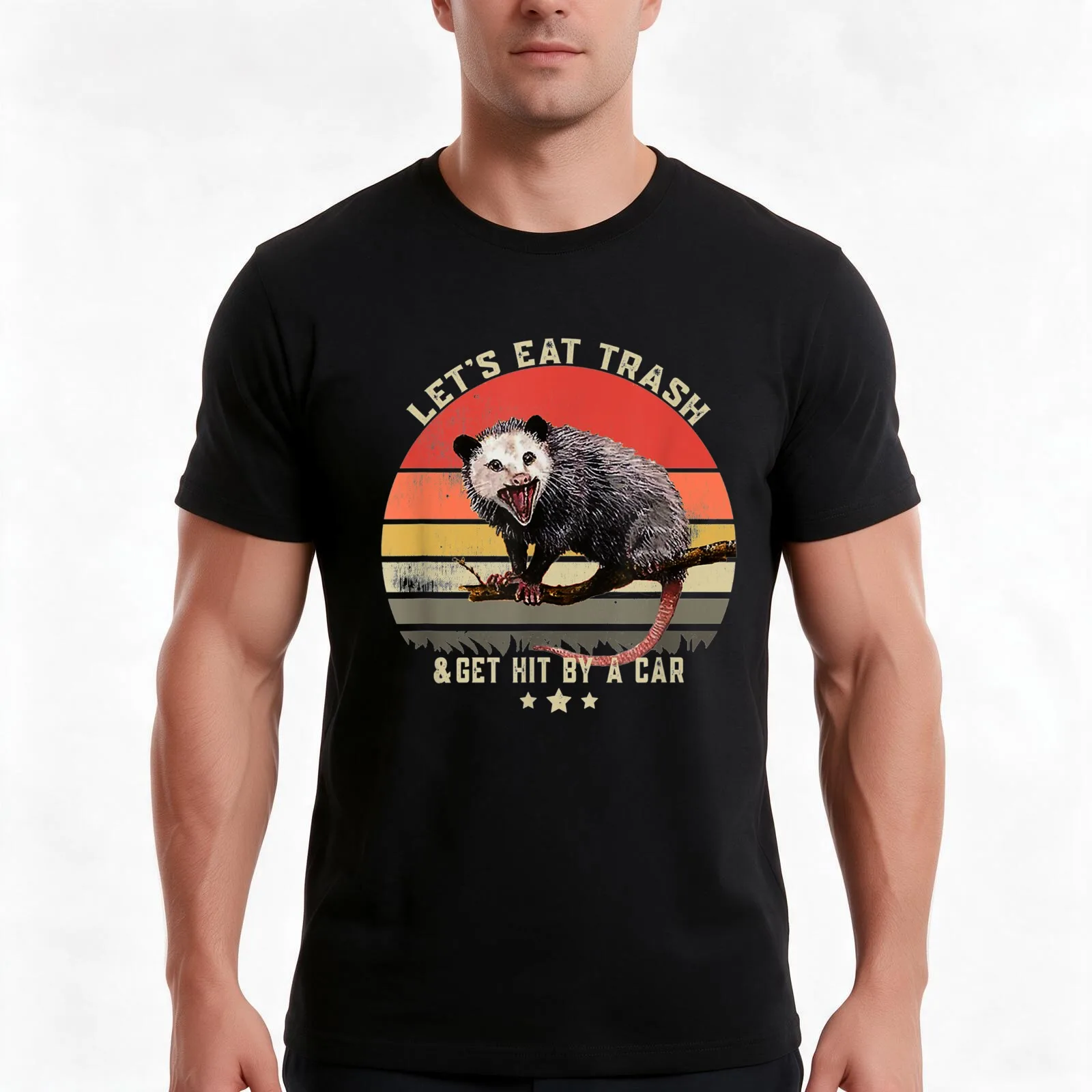 Let's Eat Trash Get Hit By A Car Vintage Opossum T-Shirt Summer Casual Cotton Tee Oversized Streetwear Tops Unisex Men Women