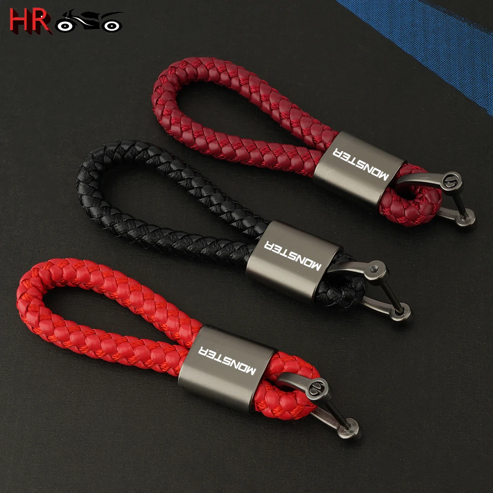 New Fashion Motorcycle Leather Rope Keychain For Ducati Monster 696 795 796 797 821 937 S2R 800 Keyring Key Chain Accessories