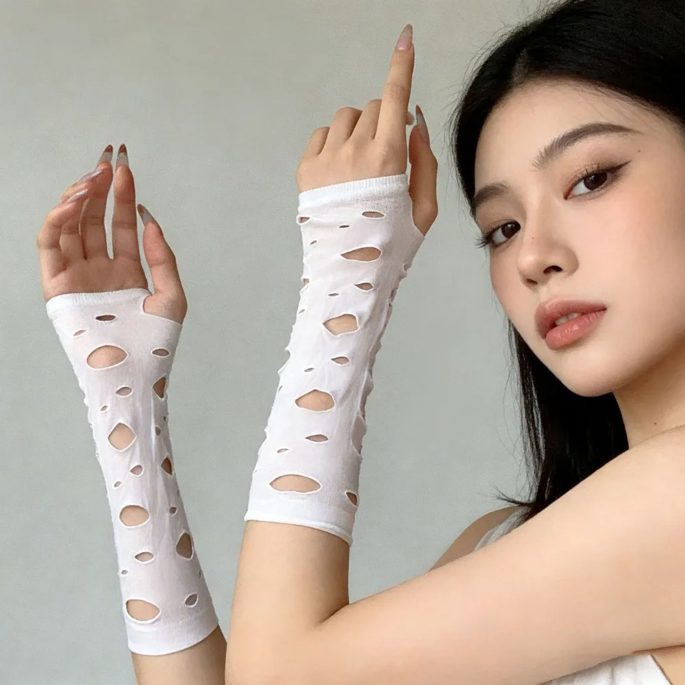 Sexy Fingerless Gothic Gloves Long Length Hollow Out Pattern Fingerless Gloves Hollow Out Gloves Unisex
