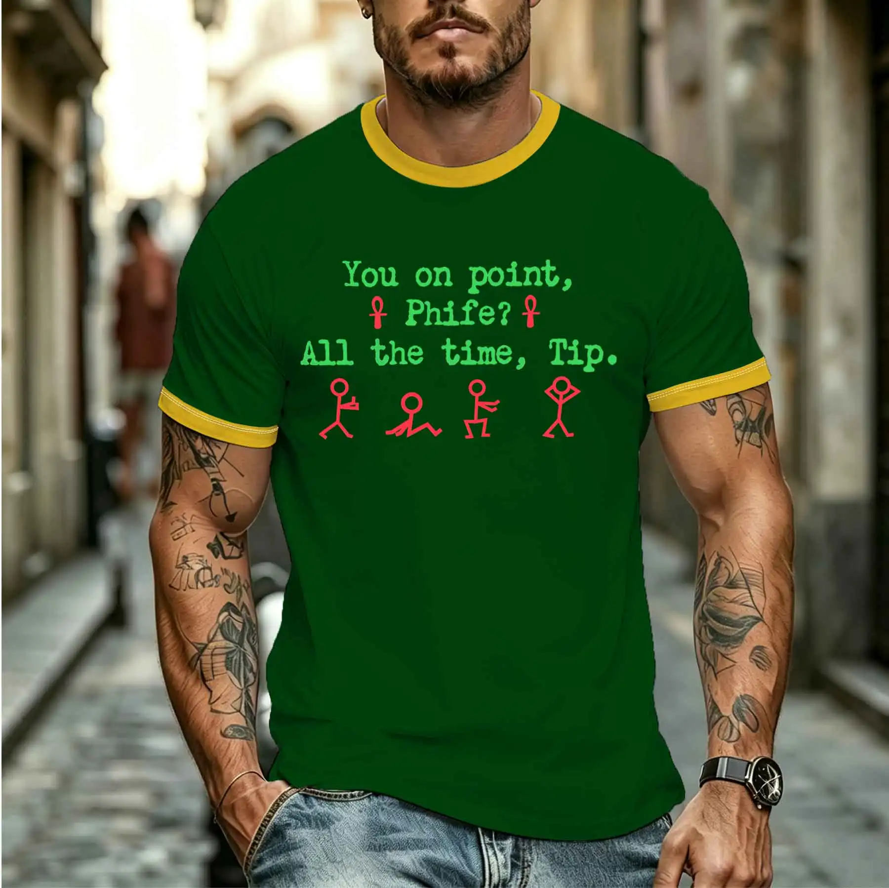 2026 new model Tee Stylish Comfortable Men's Vintage Hip Hop Rap T-shirt, Classic Tribe Called Quest Lyrics Print Casual Top Tee