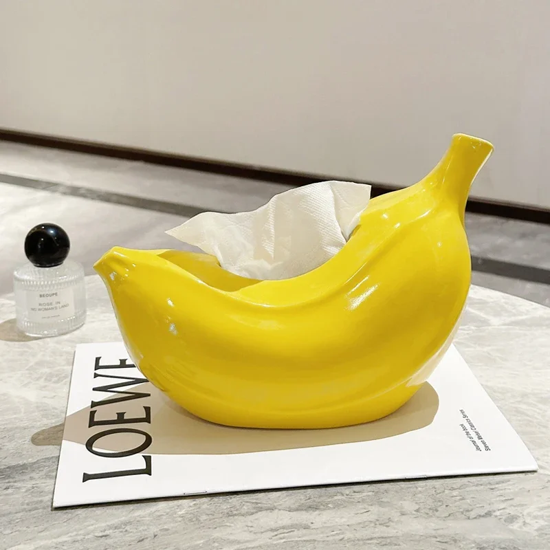 

Banana-shaped Creative Paper Box Home Living Room High-grade Tissue Box Artistic Sense Home Decoration Ceramic Tissue Box