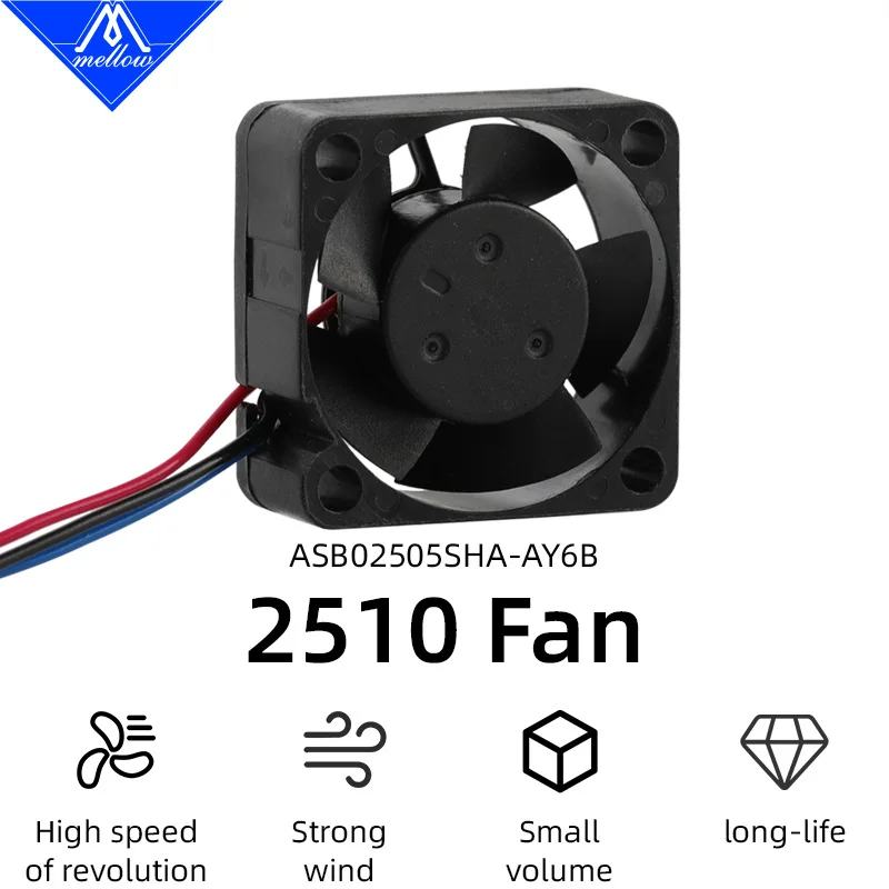 Mellow High Air Volume 2510 5V 3 Pin Wire Axial Fan ASB02505SHA-AY6B Perfect For Xol Toolheads 3D Printer Parts Upgrade