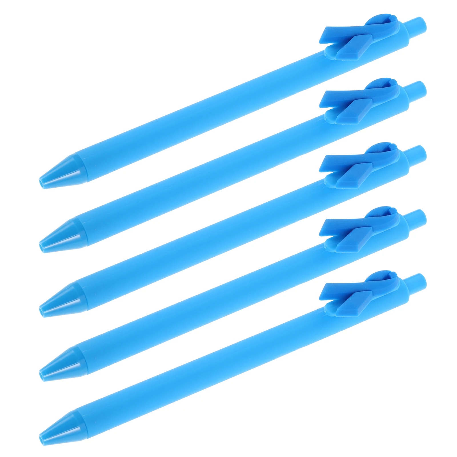 5 Pcs Ribbon Shaped Ballpoint Pens Comfortable Grip Smooth Writing Plastic Note Taking Student Gifts Bulk Office Supplies
