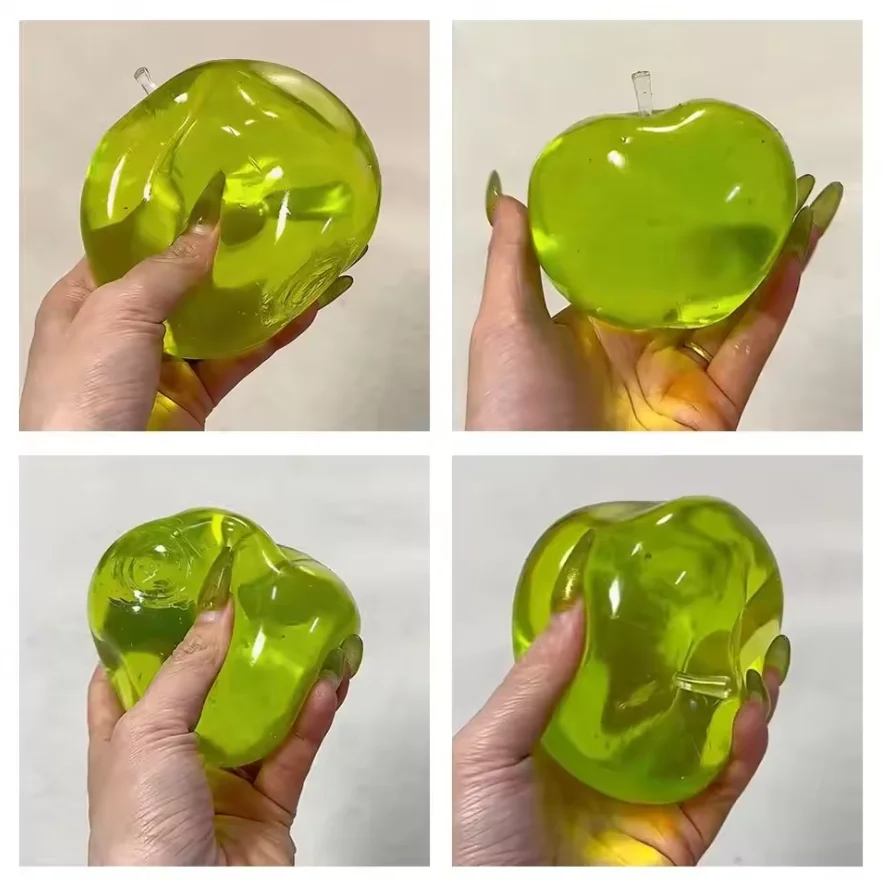 HOT Squishy Grüner Apfel Stressball Weiches Fidget-Sensorikspielzeug für ADHS Autismus Langsam Zurückfederndes Quetschspielzeug für Erwachsene Kinder Weihnachten HOT