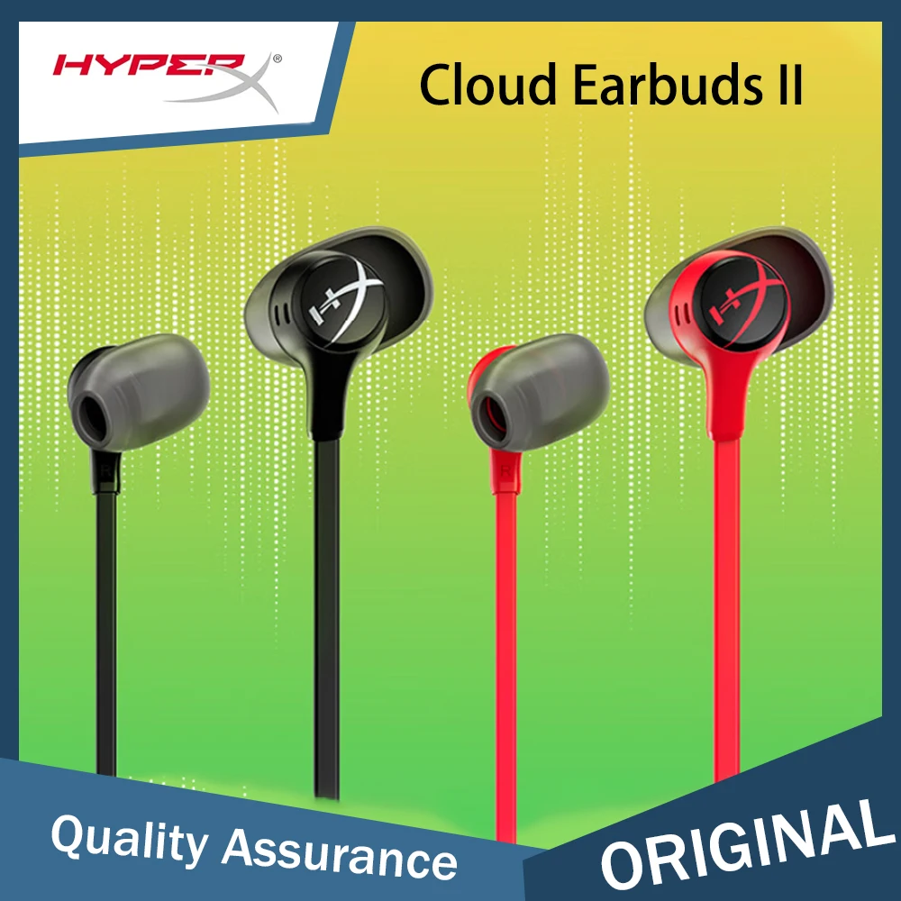 HYPERX Cloud Earbuds II 2 Auriculares intrauditivos universales para juegos con micrófono, unidad de controlador de 14,3 mm, compatibles con múltiples plataformas